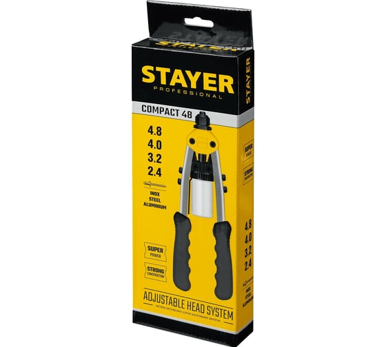 Компактный двуручный заклепочник STAYER Professional Compact-48 240 мм, 2.4 - 4.8 мм 3116_z01