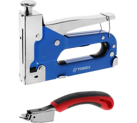 Мебельный степлер в кейсе ТУНДРА типы скоб 140/28/300, 4 - 14 мм + скобоудалитель, скобы 1550270