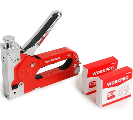 Степлер WORKPRO 3-в-1 4-14мм в кейсе с набором скоб WP223005