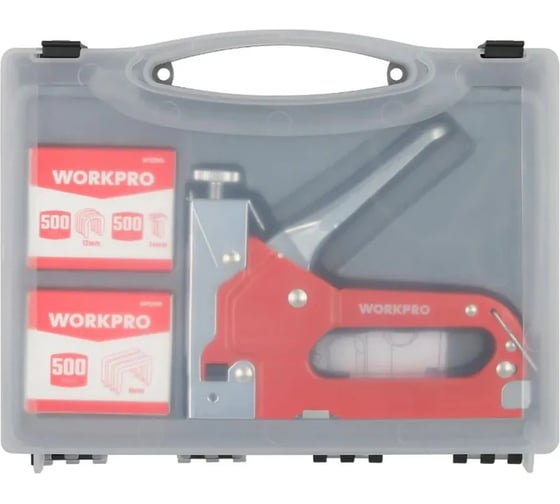 Степлер WORKPRO 3-в-1 4-14мм в кейсе с набором скоб WP223005