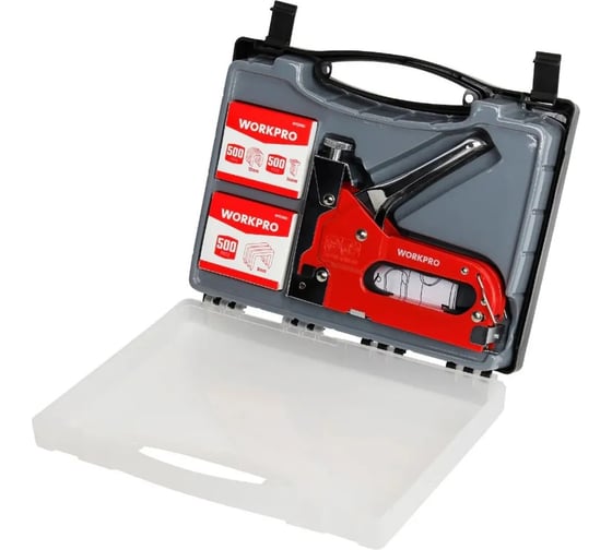 Степлер WORKPRO 3-в-1 4-14мм в кейсе с набором скоб WP223005