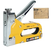 Мебельный степлер 4-в-1 DELI DL1313B скобы (53F), кабельные скобы (28), гвозди (8), штифты (10), по 200 штук в комплекте 225618