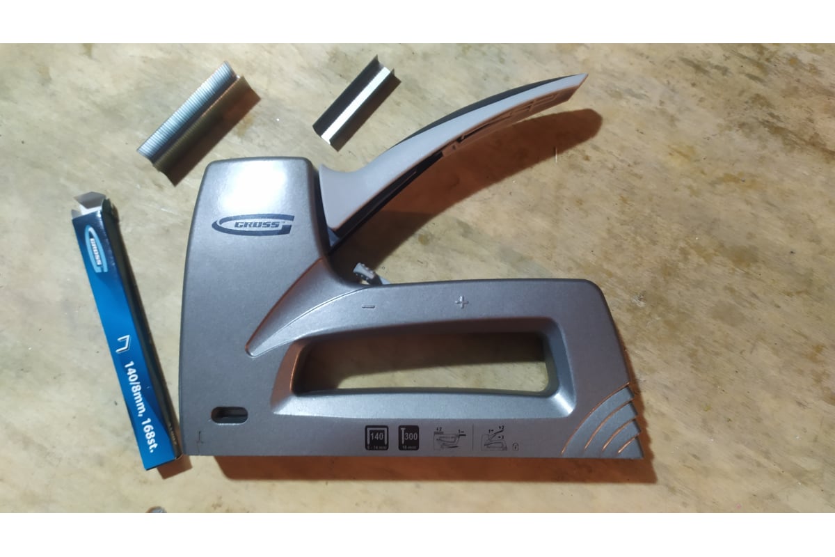 Мебельный степлер GROSS Aluminium 140 алюм. корпус, рег. удара, тип ...