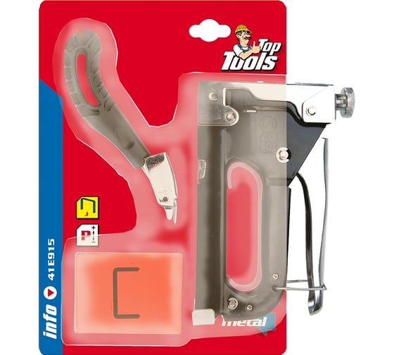 Степлер (6-8 мм, скобы J) и скободер Top Tools 41E915