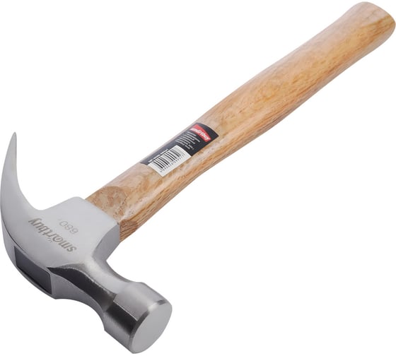 Столярный молоток с гвоздодером с деревянной проклеенной рукояткой Smartbuy 680 г, tools SBT-WHN-680p1