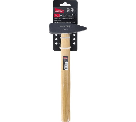 Слесарный молоток с деревянной клеенной рукояткой Smartbuy 1000 г, tools SBT-GHW-1000 1