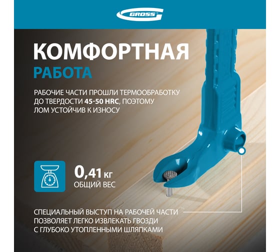 Лом-гвоздодёр мини GROSS 250x21x9мм 25251