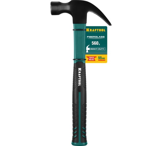 Столярный молоток-гвоздодёр с фибергласовой рукояткой KRAFTOOL Fiberglass 560 г 20265-56