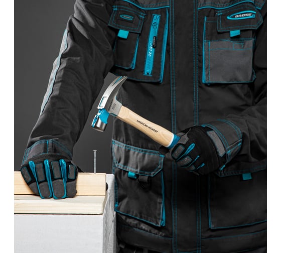 Молоток-гвоздодер GROSS American hickory 280г, угол 75, магнит, обрезиненная рукоятка 10417
