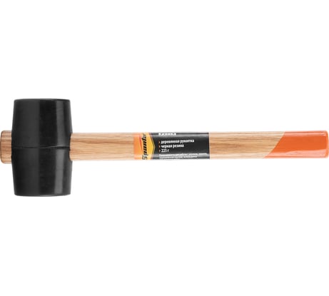Резиновая киянка SPARTA 225 г, черная резина, деревянная рукоятка 111305