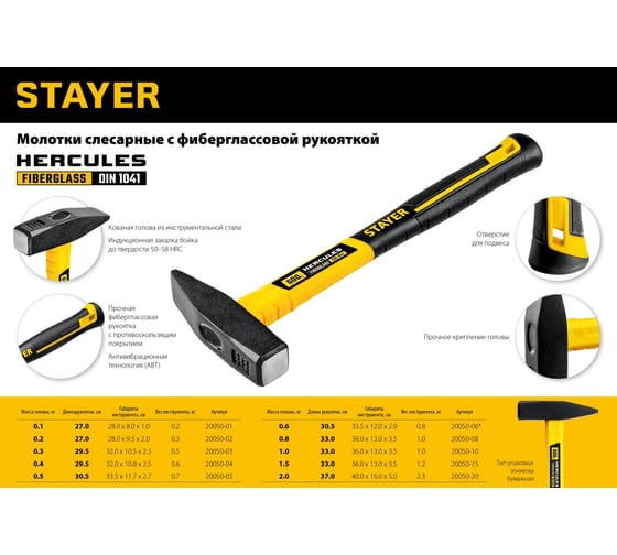 Слесарный молоток STAYER Hercules 500 г 20050-05_z02