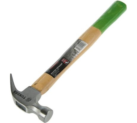 Молоток-гвоздодер TUNDRA деревянная рукоятка, 250 г 882001