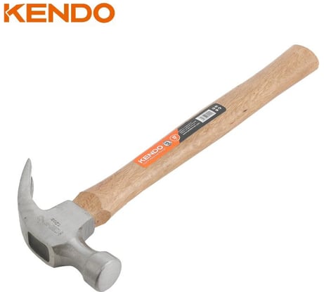 Молоток-гвоздодер KENDO с  деревянной рукояткой, 450 гр 25123