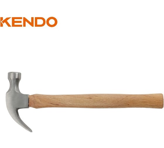 Молоток-гвоздодер KENDO с  деревянной рукояткой, 450 гр 25123