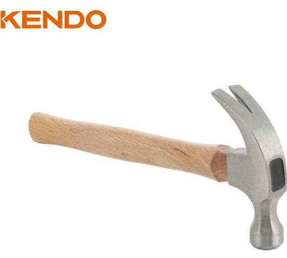 Молоток-гвоздодер KENDO с  деревянной рукояткой, 450 гр 25123