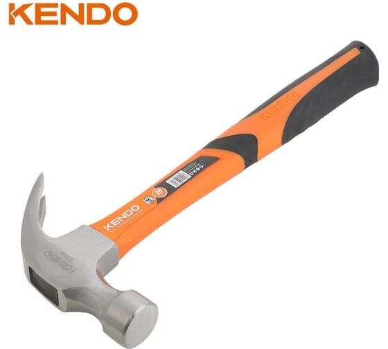 Молоток-гвоздодер KENDO с фибергласовой рукояткой, 340 гр 25105