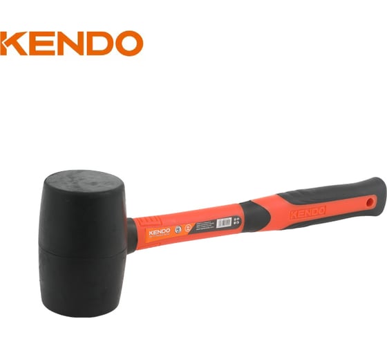 Резиновая киянка KENDO черная с фиберглассовой рукояткой 680 гр 25515