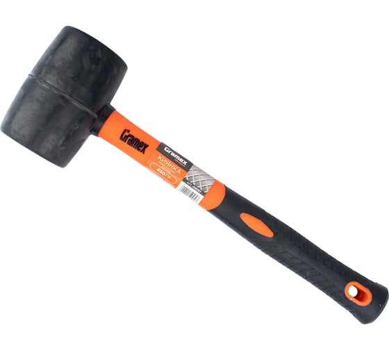Киянка резиновая Gramex 450 г, черная резина, фибергласовая рукоятка (6/24) 018297 1