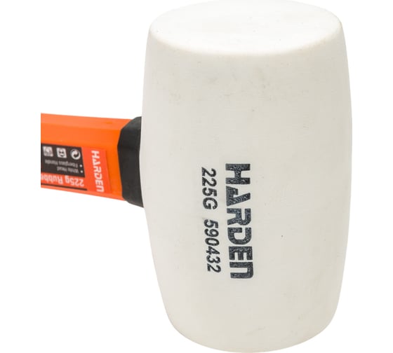 Резиновая белая киянка HARDEN фибергласовая ручка, 225 гр. 590432