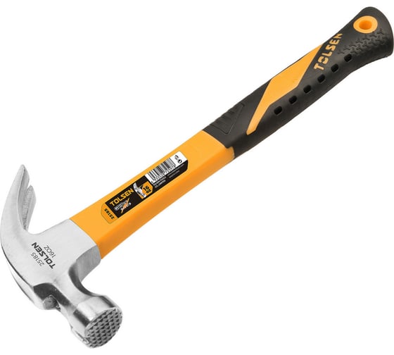 Молоток-гвоздодёр TOLSEN 450 г, магнит, фиберглас. рукоятка GRIPro 25185 1