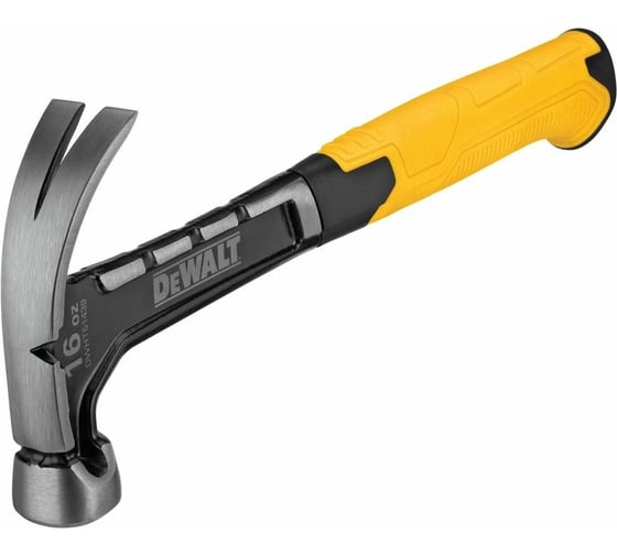 Молоток DEWALT одноэлементный, с изогнутым гвоздодером, 454 г DWHT51439-0