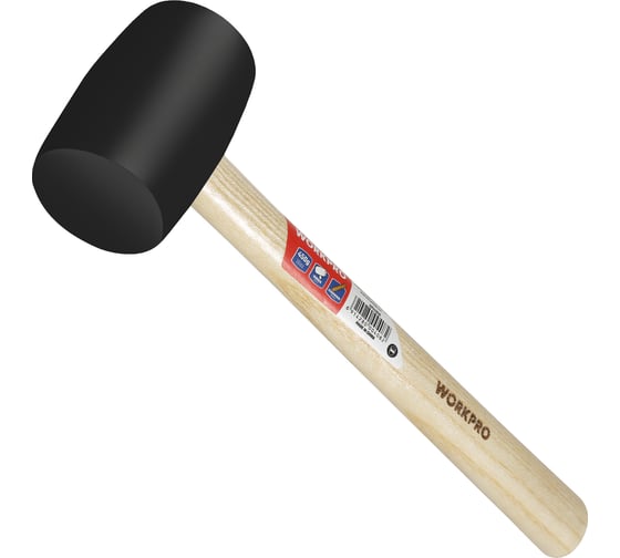 Молоток резиновый с деревянной рукояткой WORKPRO 450 гр черный WP241039