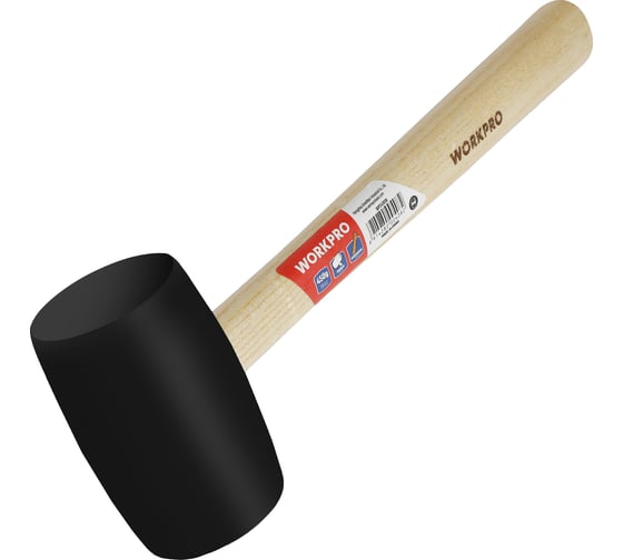 Молоток резиновый с деревянной рукояткой WORKPRO 450 гр черный WP241039