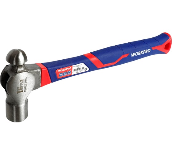Молоток с круглым бойком с фибергласовой рукояткой WORKPRO 450 гр WP241029