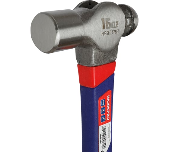 Молоток с круглым бойком с фибергласовой рукояткой WORKPRO 450 гр WP241029
