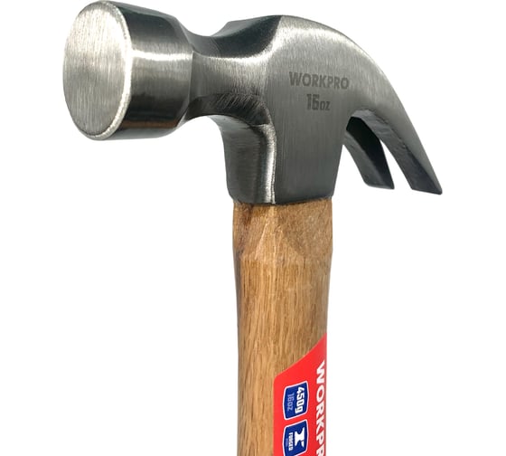 Молоток столярный с деревянной рукояткой WORKPRO 450гр WP241006