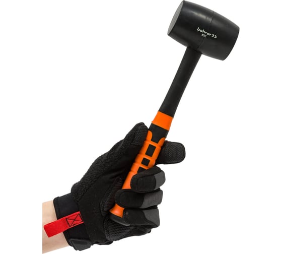 Киянка BOHRER 225 г, фибергласс с резиновым покрытием, круглый боек, черная резина 45013225