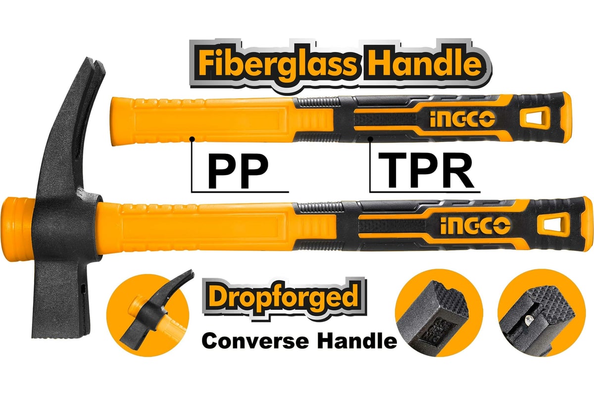 Молоток-кирочка каменщика INGCO 700 гр. HIHH80700 - выгодная цена ...