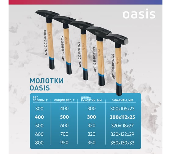 Слесарный молоток OASIS с деревянной рукояткой и защитным кожухом 400 г 103010603019