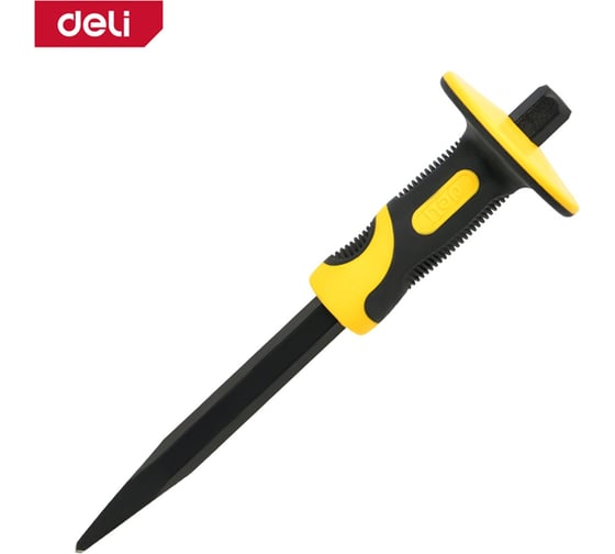 Зубило пикообразное Deli с протектором DL6412 5x18x300мм, двухкомпонентная рукоять 179587