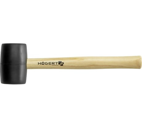 Резиновый молоток HOEGERT TECHNIK черный, 900 г с деревянной рукояткой HT3B046