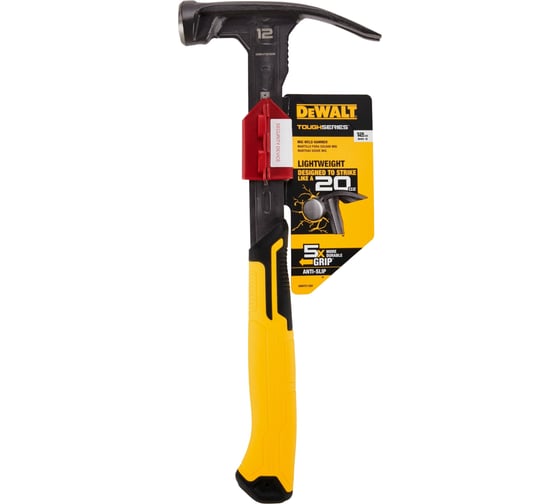 Молоток с прямым заострённым гвоздодёром Dewalt TOUGHSERIES, облегчённый 340 г. DWHT51135-0