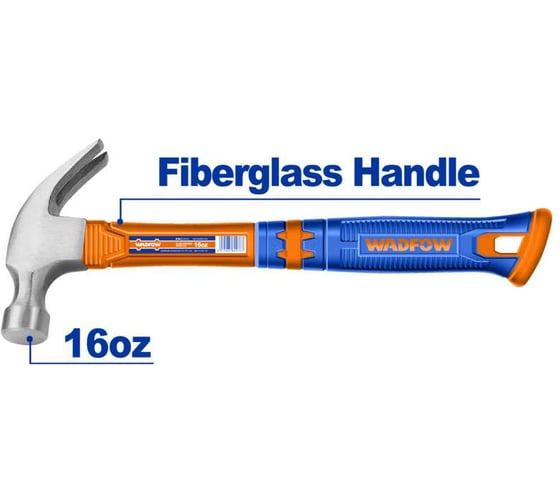 Молоток-гвоздодер WADFOW 330 мм, 450 г 6/24 WHM3316
