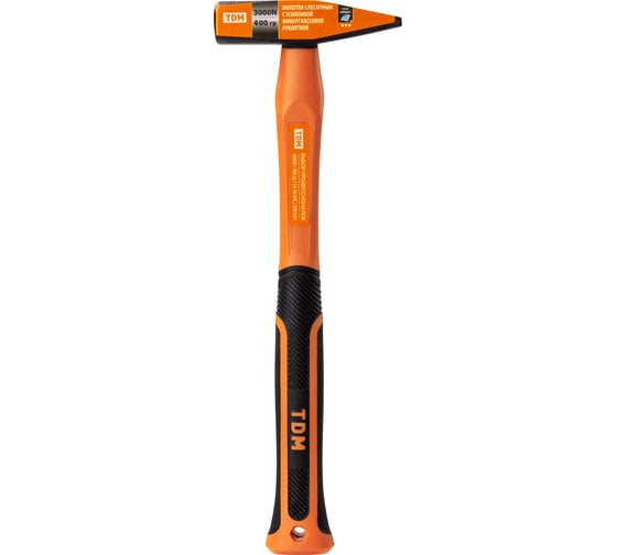 Слесарный молоток TDM ELECTRIC 400 гр, кованый, с усиленной прорезиненной фибергласовой рукояткой Алмаз SQ1036-0112