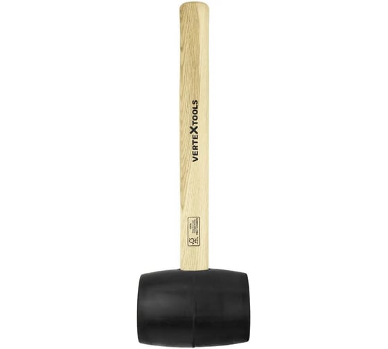 Киянка резиновая vertextools 450 г. черная резина, деревянная ручка fsc 10-51-450