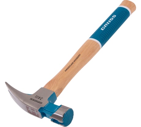 Молоток-гвоздодер GROSS 680 г, угол 75, магнит, обрезиненная рукоятка american hickory 10425