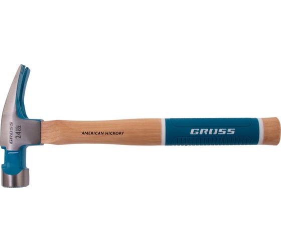 Молоток-гвоздодер GROSS 680 г, угол 75, магнит, обрезиненная рукоятка american hickory 10425