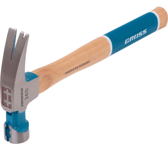 Молоток-гвоздодер GROSS 680 г, угол 75, магнит, обрезиненная рукоятка american hickory 10425