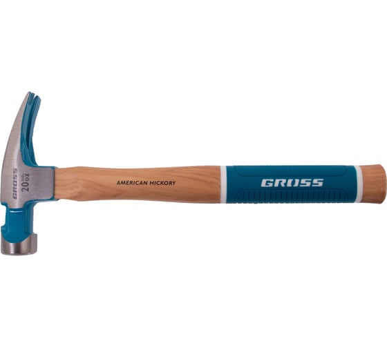 Молоток-гвоздодер GROSS 560 г, угол 75, магнит, обрезиненная рукоятка american hickory 10419