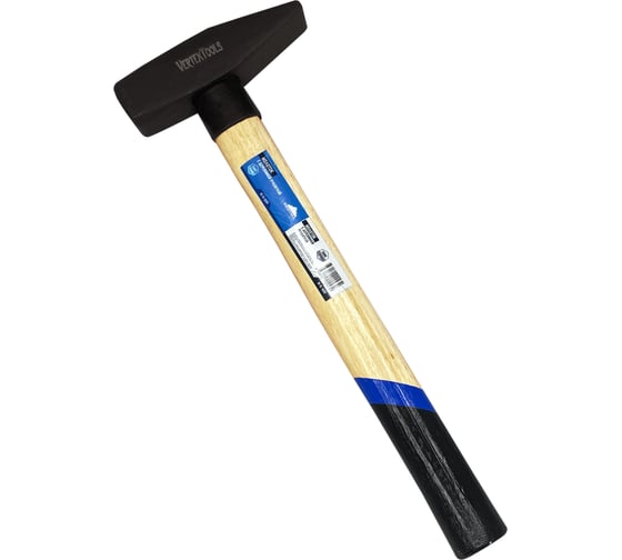 Слесарный молоток vertextools 1500 г, квадратный боек, деревянная рукоятка 10-15-1500