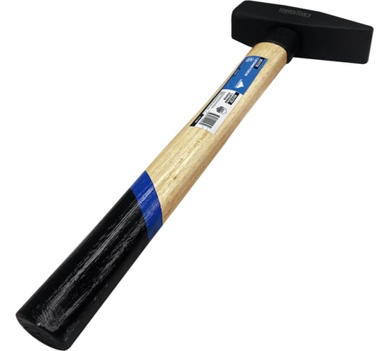 Слесарный молоток vertextools 2000 г, квадратный боек, деревянная рукоятка 10-15-2000