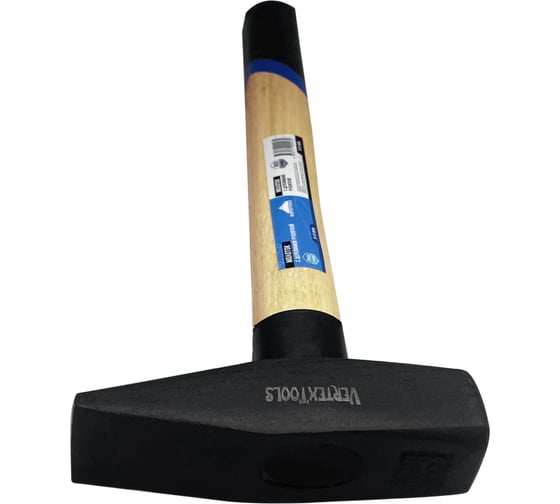 Слесарный молоток vertextools 2000 г, квадратный боек, деревянная рукоятка 10-15-2000