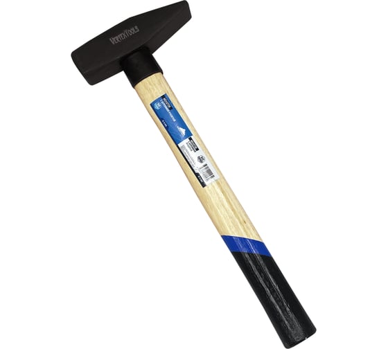 Слесарный молоток vertextools 800 г, квадратный боек, деревянная рукоятка 10-15-800