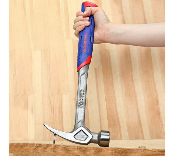 Молоток-гвоздодер WORKPRO 560г, цельнометаллический, кованый WP241015
