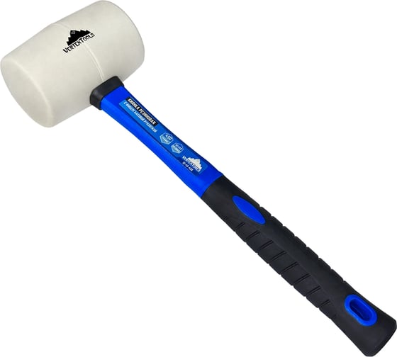 Киянка vertextools 450 г, белая резина, фибергласовая рукоятка 10-45-450