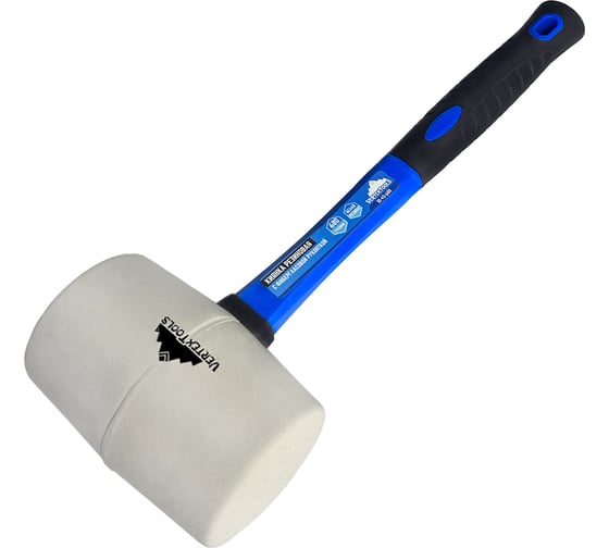 Резиновая киянка vertextools 680 г, белая резина, фибергласовая рукоятка 10-45-680